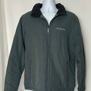 Columbia Men's Large Dark Gray Black Collar Lined Performance Jacket Sportswear